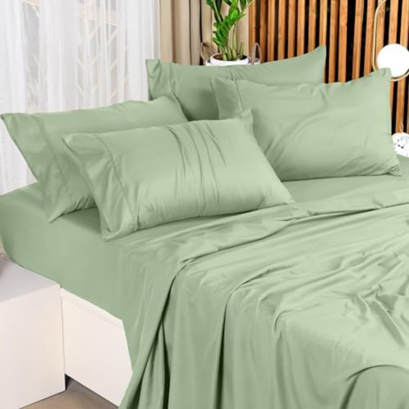 Full Sheet Set – 4 Piece Bed Sheets For Full Size Bed, Soft And Breathable Microfiber, Includes 1 Fitted Sheet, 1 Flat Sheet And 2 Pillowcases (Sage)