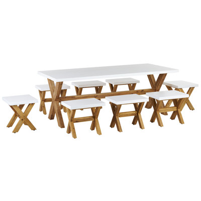 Monsey 8 - Person Acacia Patio Dining Set with Rectangular Table