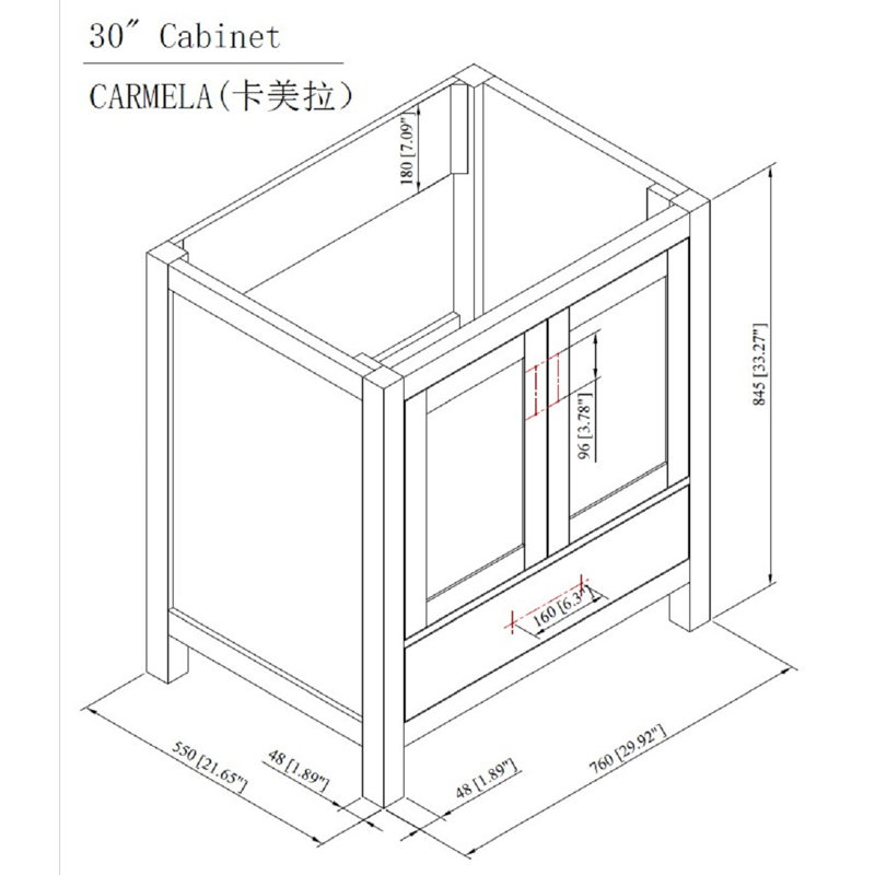 Ensemble de meuble-lavabo simple 31 po Gordan, Marbre de Carrare