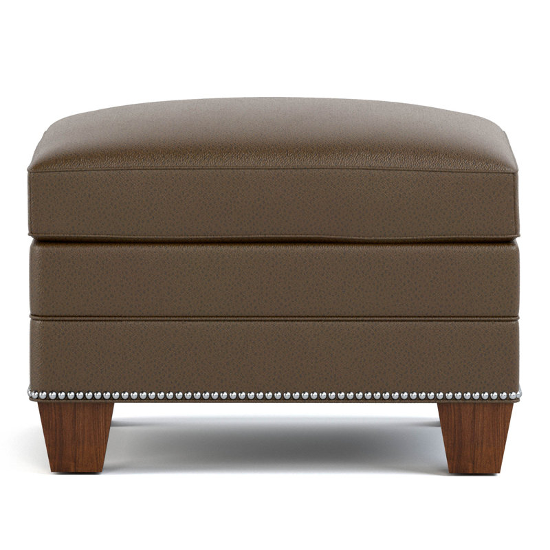 Malden Ottoman, Weston Truffle Genuine Leather