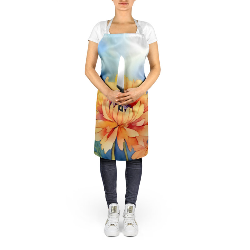 Chrysanthèmes dans un tablier aquarelle