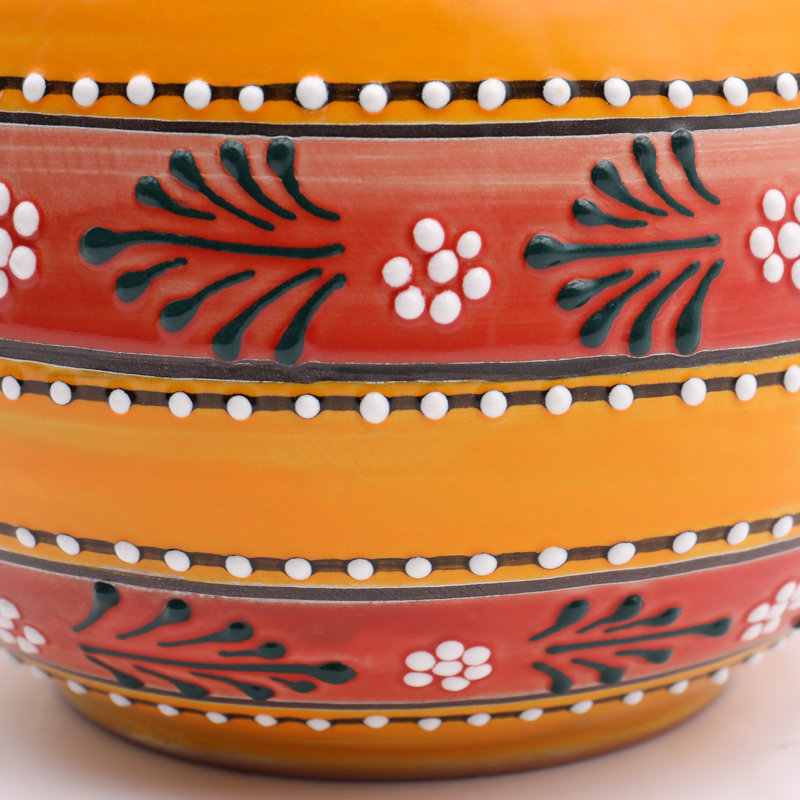 Pot à fleurs orange rayé Talavera Baul 9 po Colfax