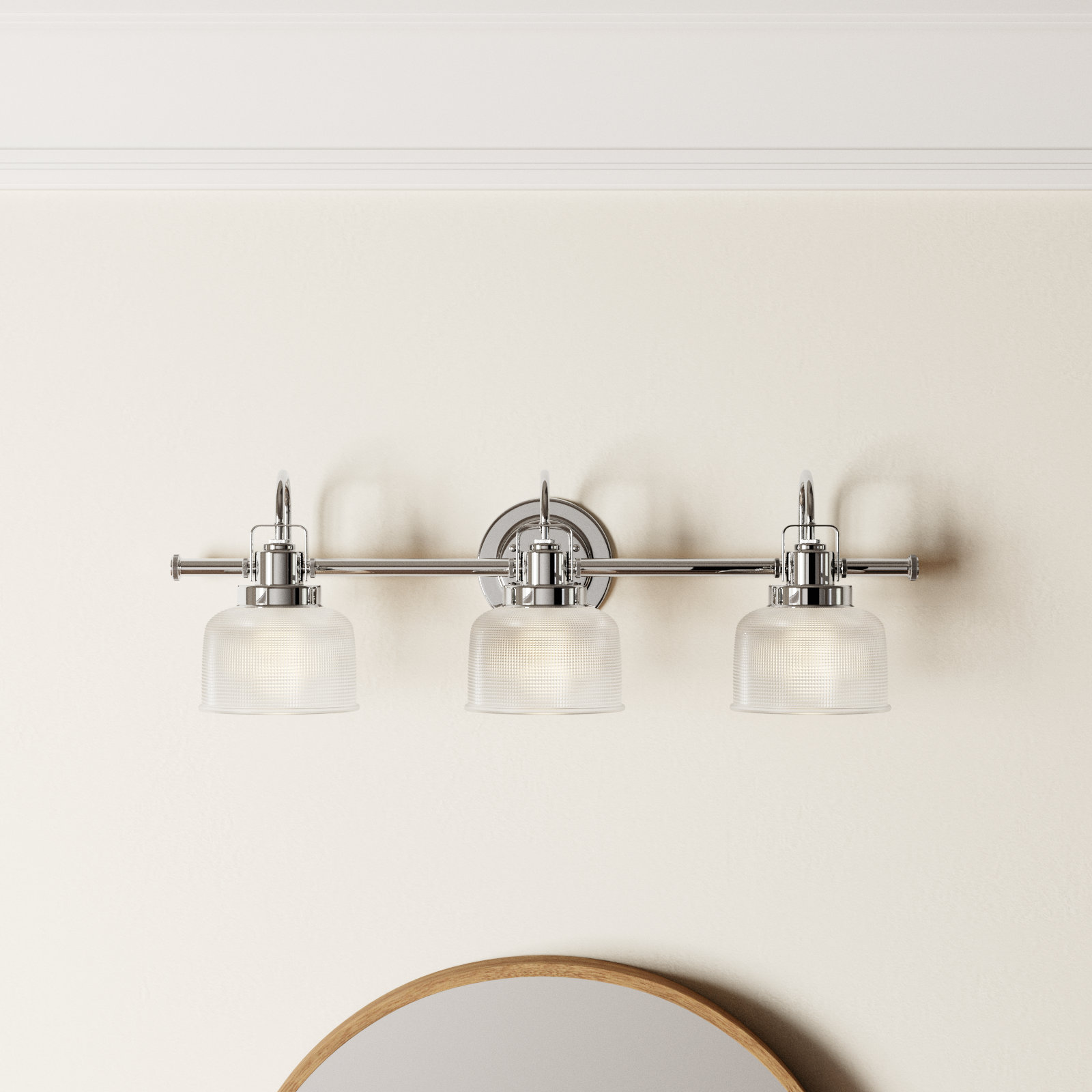 Rosser 3 - Light Dimmable Vanity Light, Polished Chrome, 8.75"H x 26.25"W x 7.25"D, 3 Lights