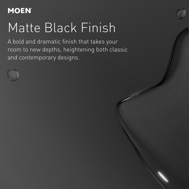 Garniture de douche Moi Gibson Posi-Temp avec douche à effet de pluie éco-performante de 8 pouces, valve requise, Noir mat