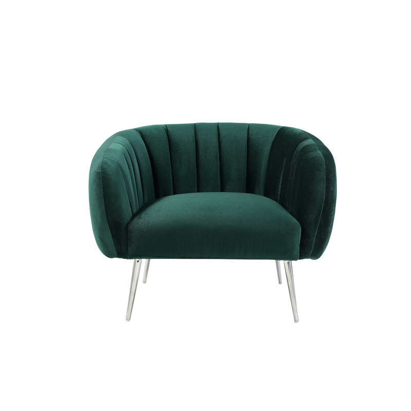 Chaise longue en velours Hilda, Velours vert, Argent