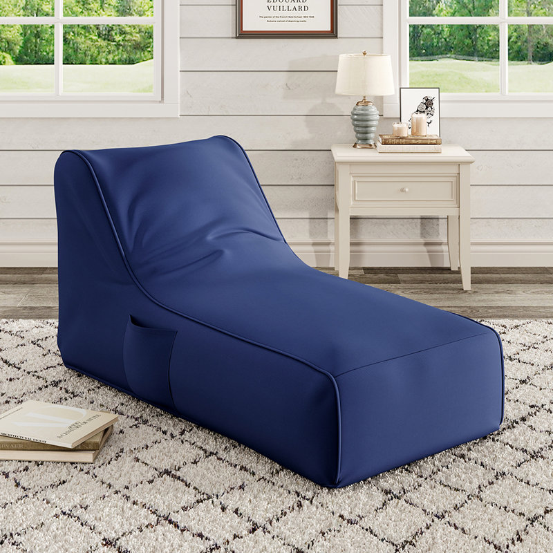 Polyester Refillable Bean Bag Lounger, 65.5cm H x 130cm W x 65cm D , Navy Blue