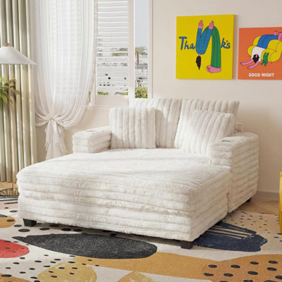 Plush Chaise Lounge Chair With Premium Fabric And 4 Pillows