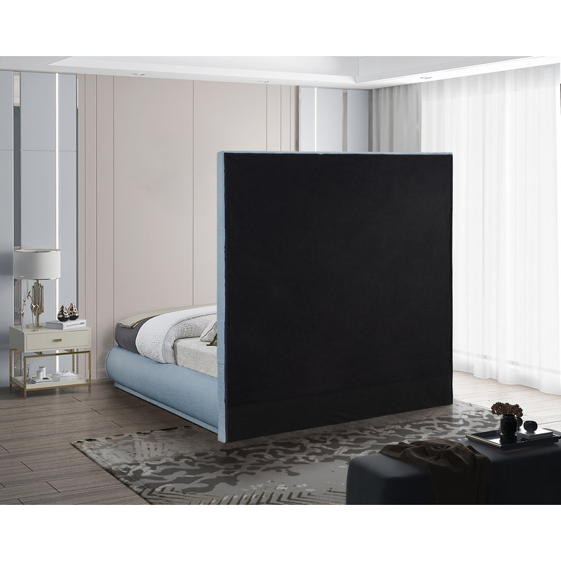 Prudhoe Upholstered Platform Bed, Queen, Light Blue Linen Textured Fabric