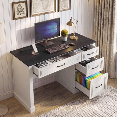 Farmhouse 47" Executive Desk With Charging Station