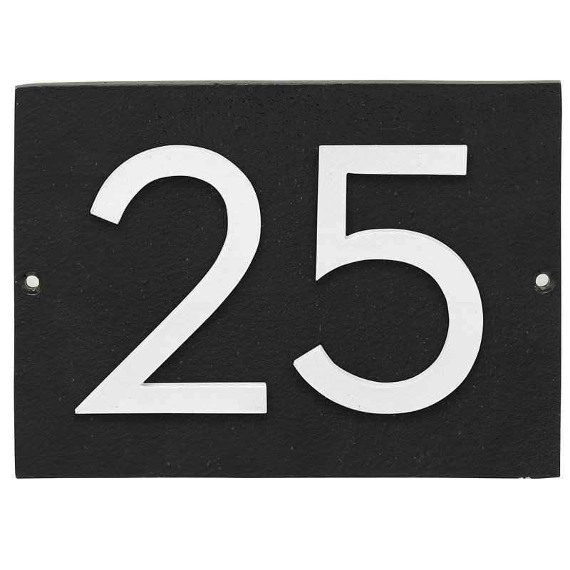 Plaque d’adresse murale sur 1 ligne flottante, Noir, Blanc, Oui