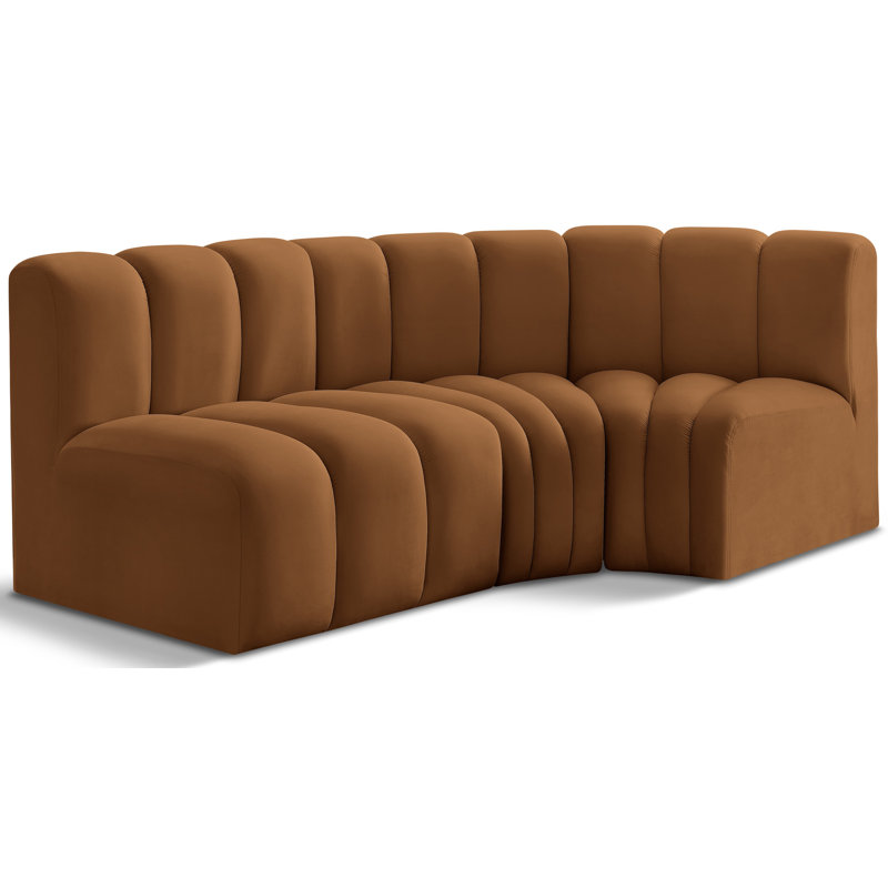 Holdren Upholstered Curved Sectional Reversible, Saddle Velvet