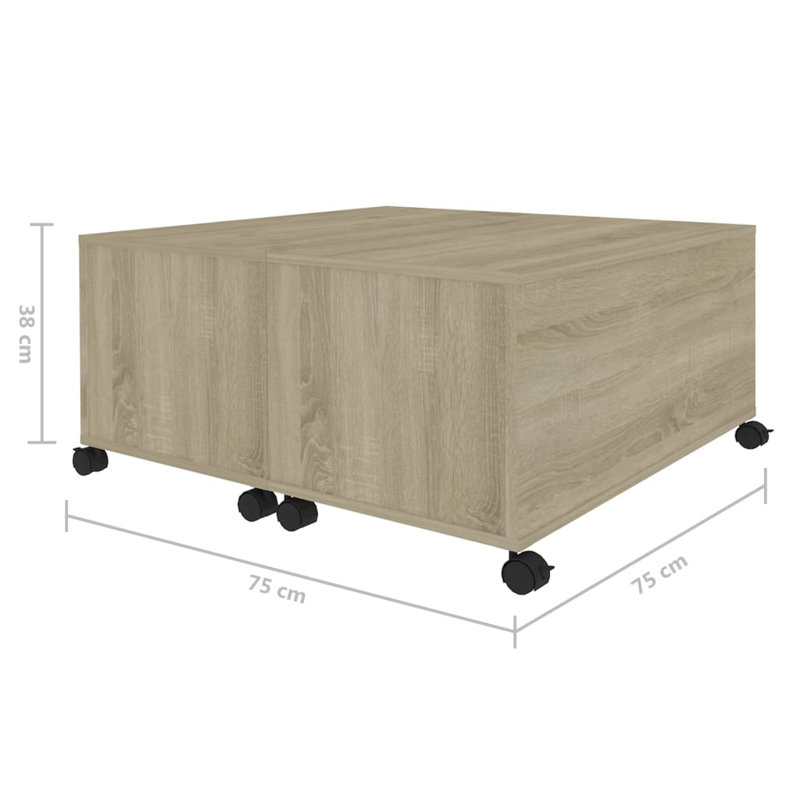 Godderd Wheel Coffee Table with Storage, Sonoma Oak