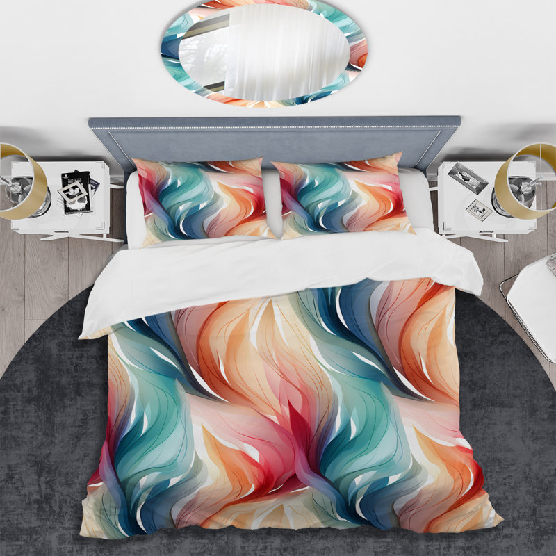 Ethereal Expression II - Abstract Duvet Cover Set - Microfiber Polyester, Queen Duvet Cover + 2 Standard Shams