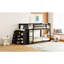 Lit superposé simple au dessus d'un lit simple avec 4 tiroirs et 3 tablettes - Espresso-1514410099-1514410101