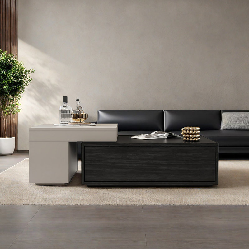 Luxury-Style Square Coffee Table, Black/Mint Green