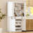 Kitchen Pantry Cabinet With Sliding Storage Rack And 6 Hanging Shelves-843355648