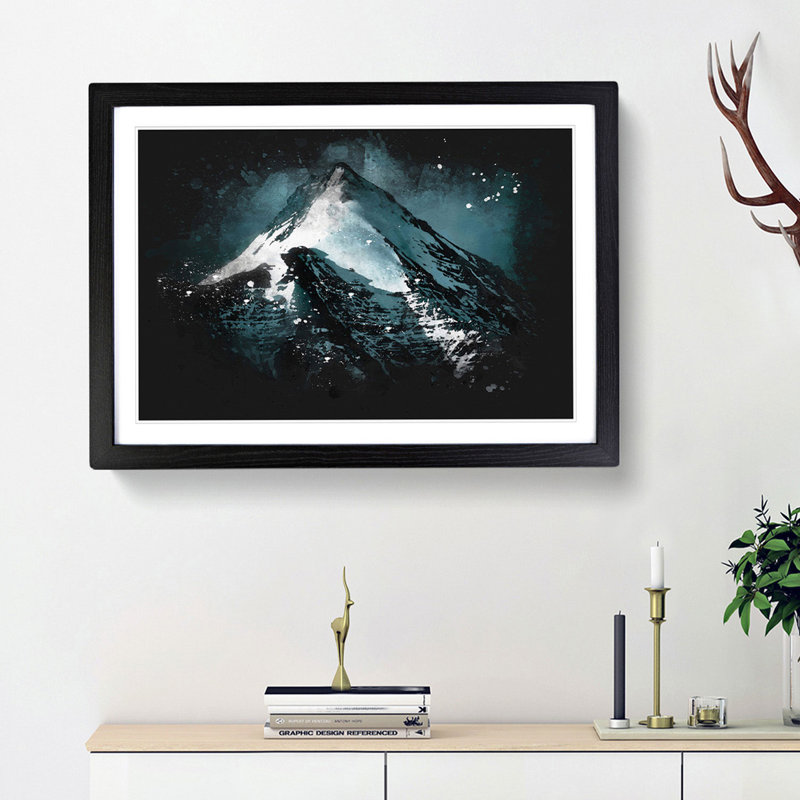 Snow Covered Mountain In India - Picture Frame Graphic Art, Black Framed, 62cm H x 87cm W x 2cm D