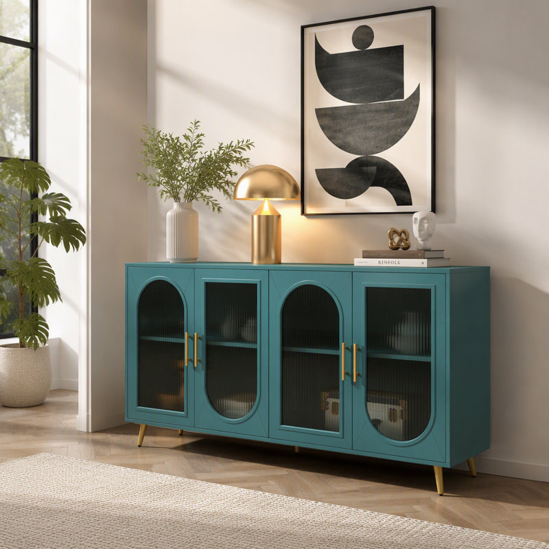Buffet moderne avec tablettes de rangement ajustables, Marine
