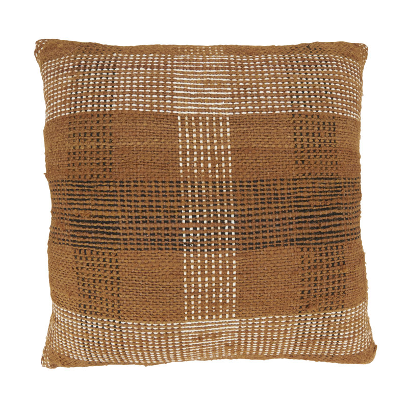 Rustic Brown and Beige Plaid Cotton Throw Pillow Cover