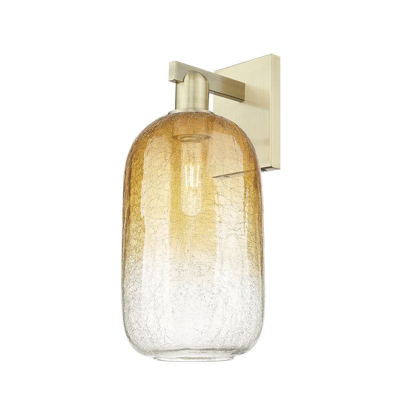Maestas - 1 Light Wall Mount Sconce, Amber, Antique Brass