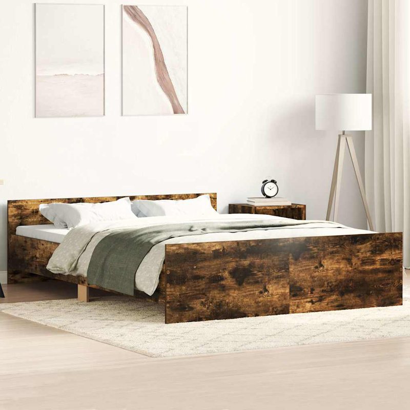 Marlow Home Co. Bed Frame With Headboard And Footboard, Smoked Oak, European Double (140 x 200cm)