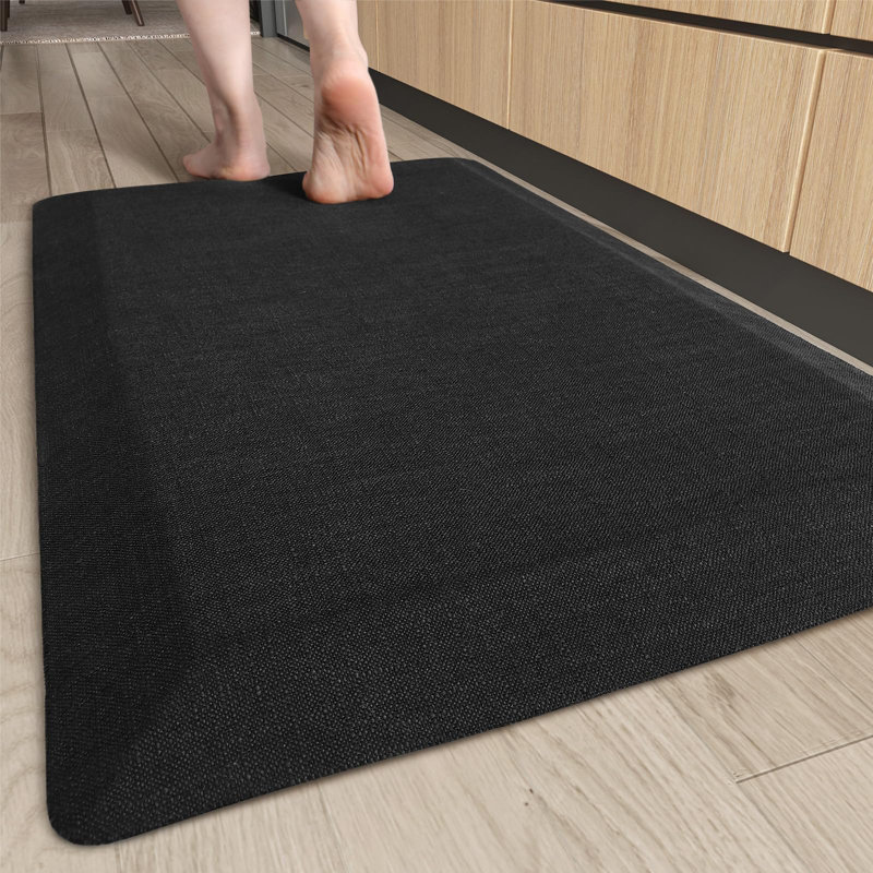 Tapis de cuisine antidérapant, Rectangle 1 pi 8 po x 2 pi 8 po, Noir, noir, noir, noir
