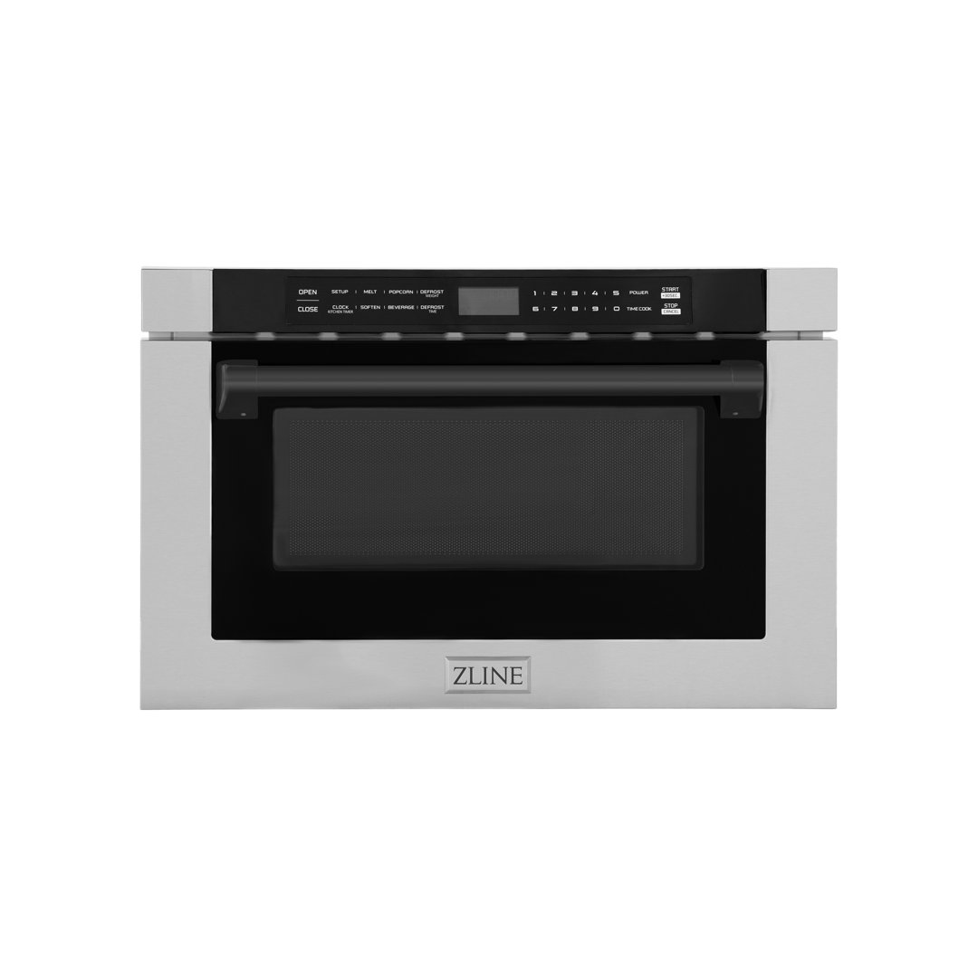 ZLINE Autograph Edition 24 in. 1.2 cu. ft. Built-in Microwave Drawer with a Traditional Handle in Stainless Steel ZLINE Accent 