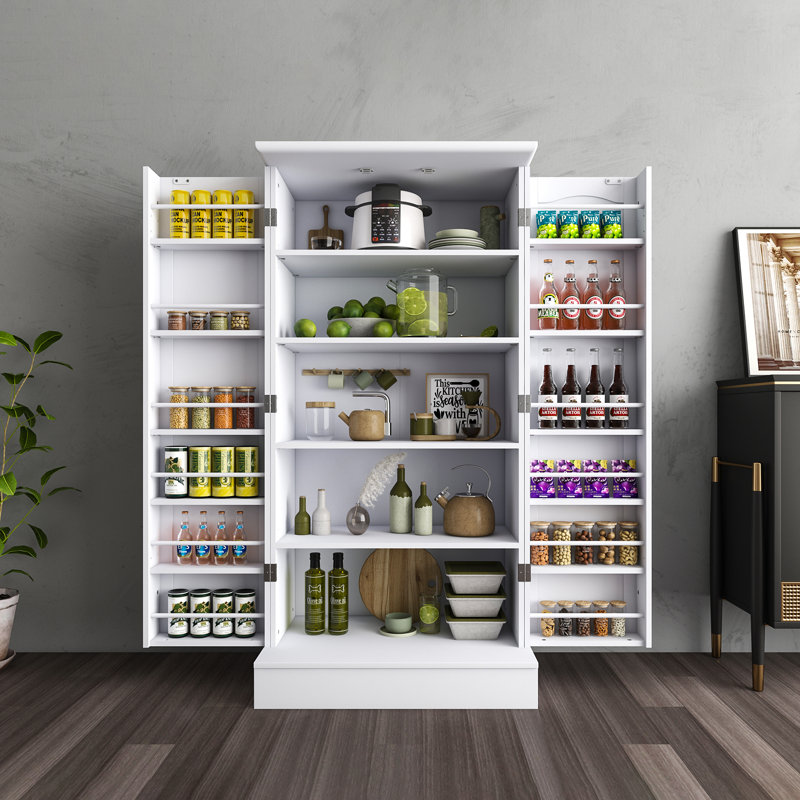 Miliah 47" Kitchen Pantry Cabinet, Pantry Cabinets with Adjustable Shelves, Kitchen Pantry Storage Cabinet, Buffet Cupboards Storage Cabinet for Home Office Use