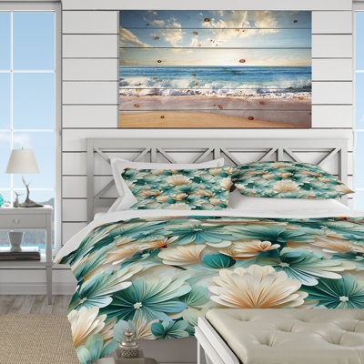 White And Green Coastal Escape I Floral Duvet Cover