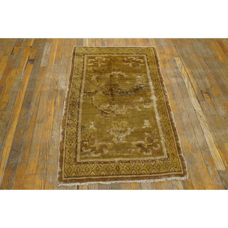 Antique Tibetan Chinese Floral Knotted Rug