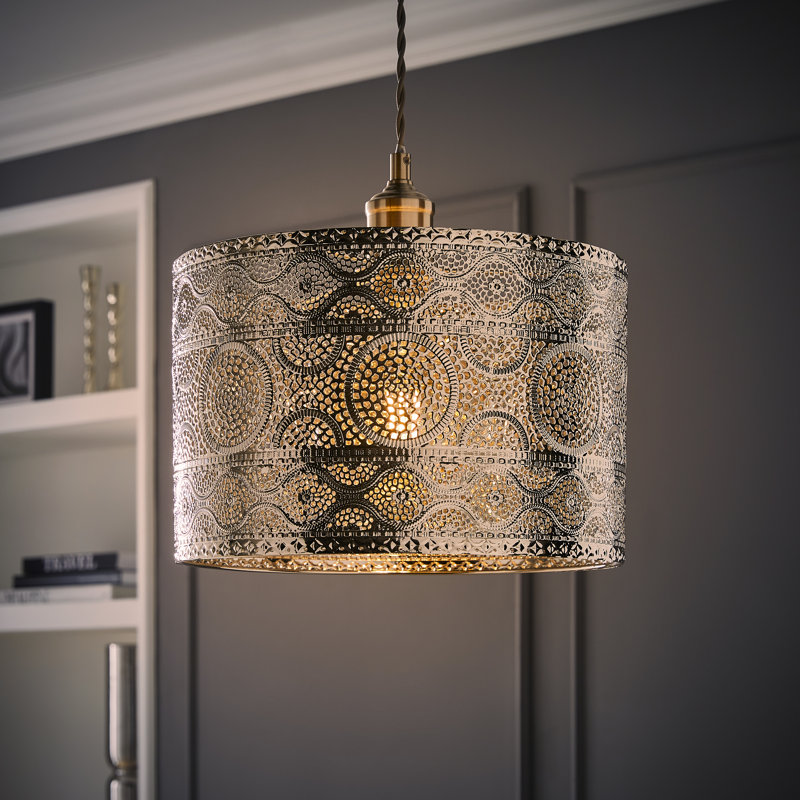 20.5cm H Metal Drum Pendant Shade ( Spider ) in Chrome
