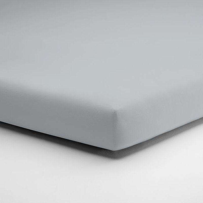 Jersey-Elasthan Cotton Blend Jersey Knit Fitted Sheet, 120 - 130cm x 200 - 220cm, Platinum