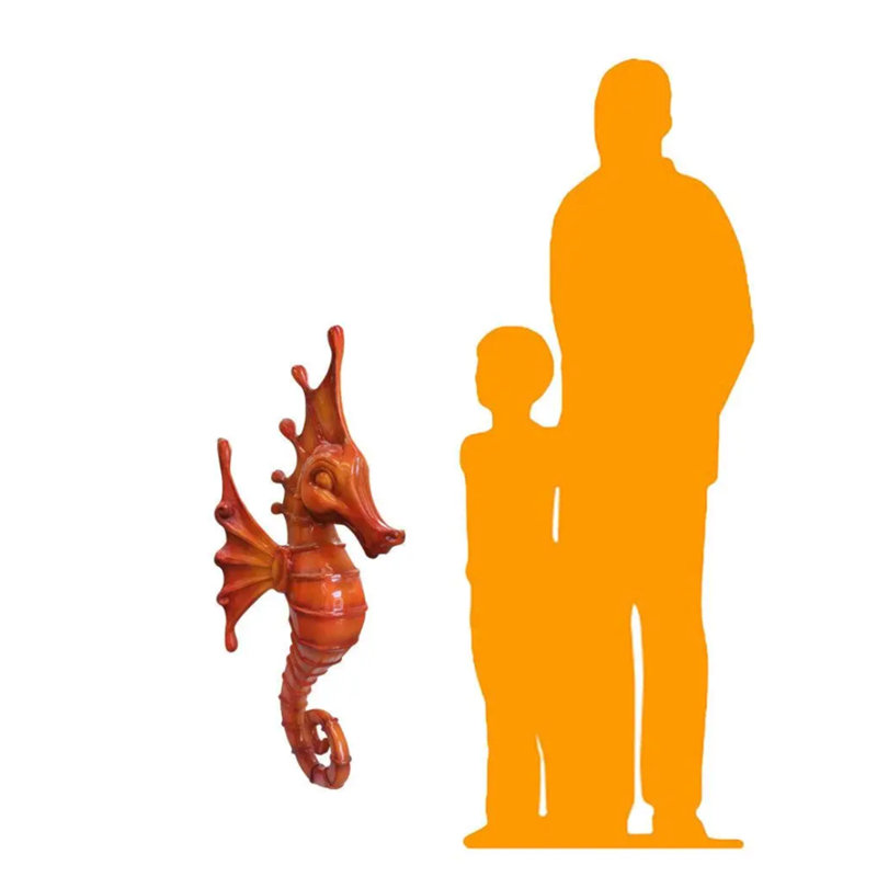 Jumbo Orange Seahorse Statue