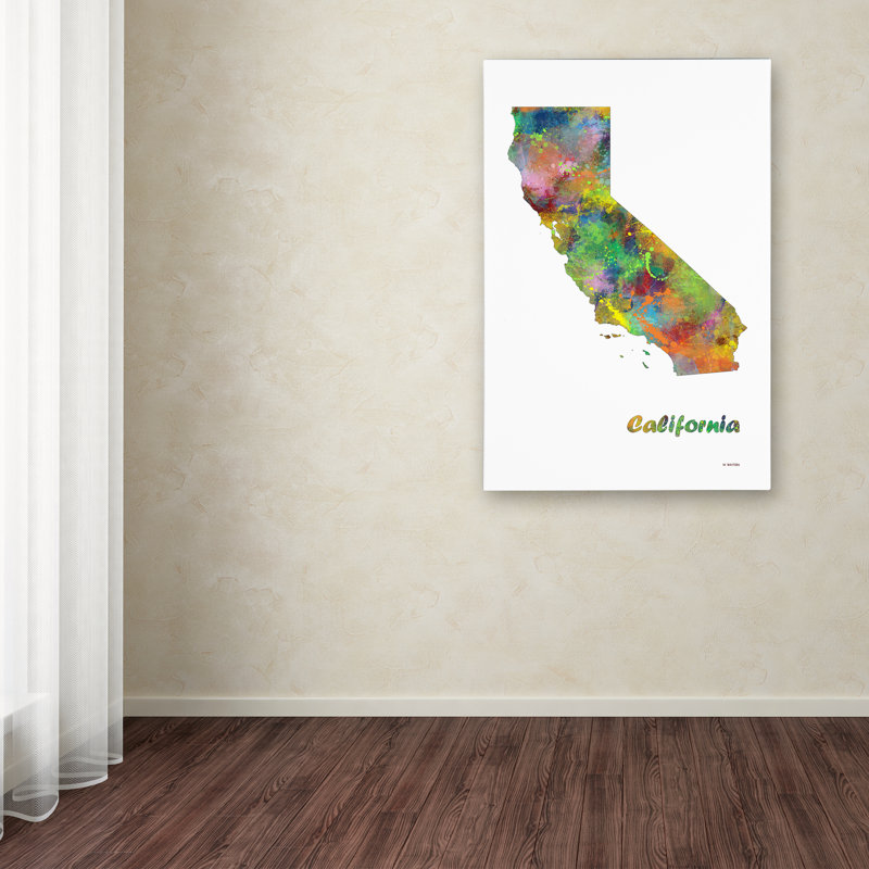 « california state map-1 », impression sur toile tendue, H 32 po x l 22 po x P 2 po