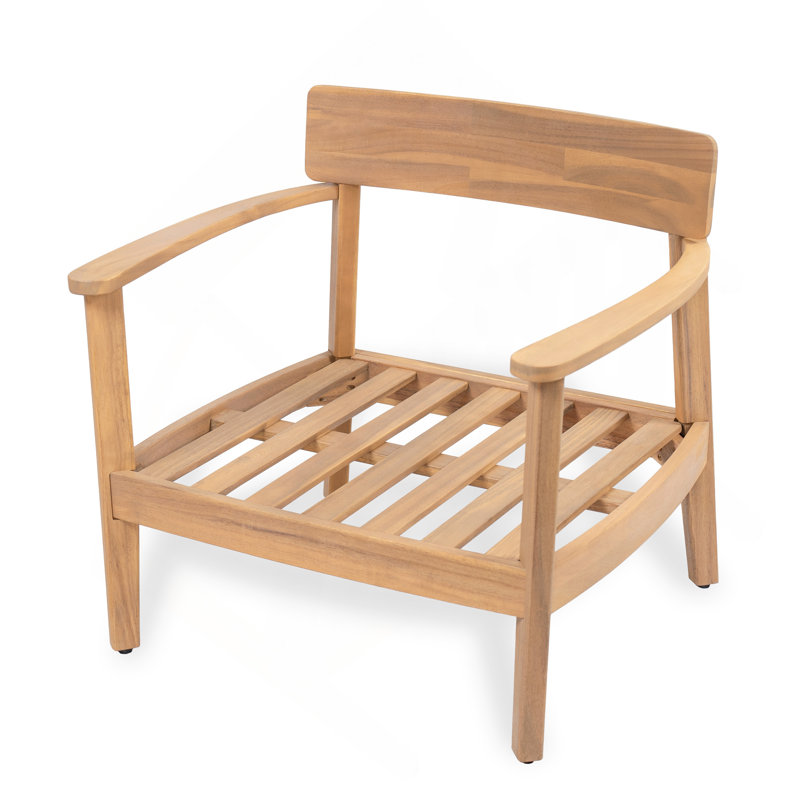 Fauteuil club en bois d'acacia avec coussin de siège Mallorca, ensemble de 1, 1