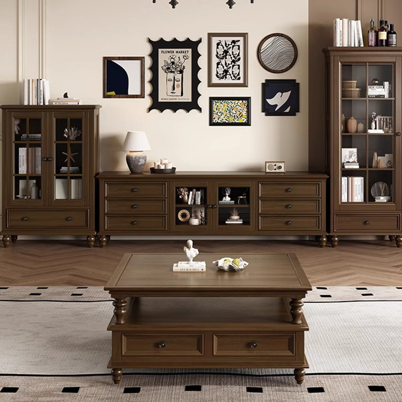 Table basse de style américain, Tanné, H 20,47 po x l 39,37 po x P 39,37 po