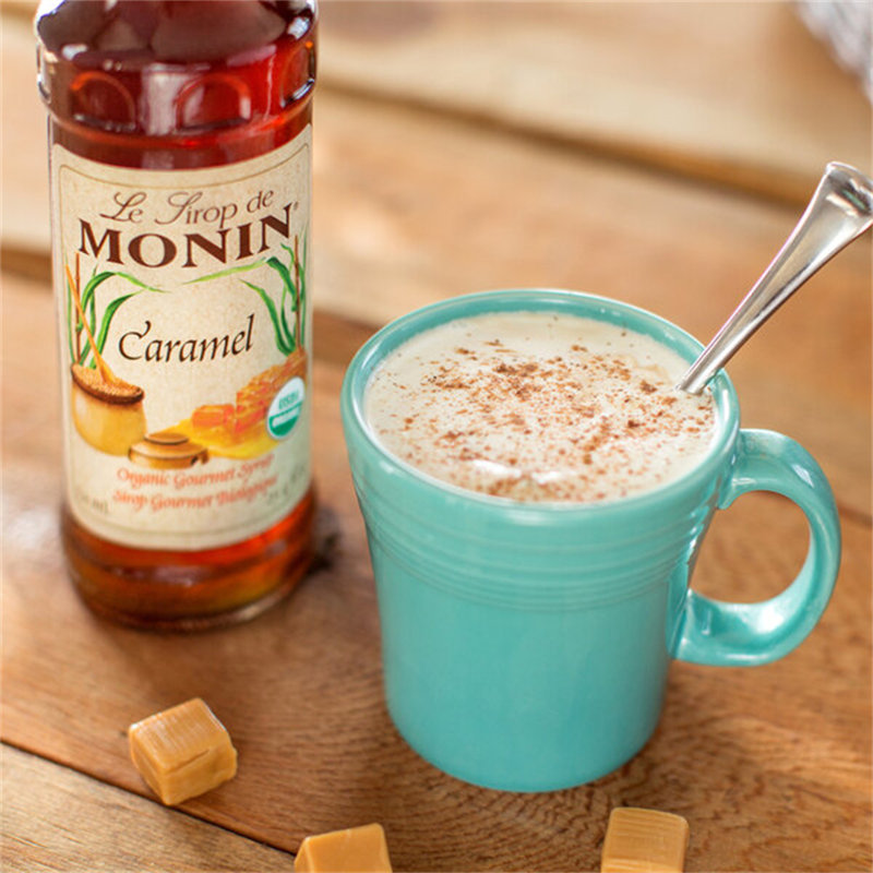 Monin Organic Caramel Flavoring Syrup 750 mL Delivery time is 3 days WS-544SYPAO009B