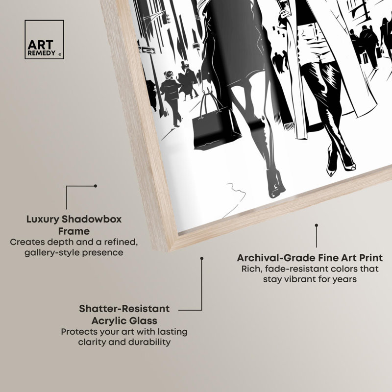 «City Gals Cover Shadowbox Print» par Art Remedy, Crème, crème, H 16 po x l 11 po