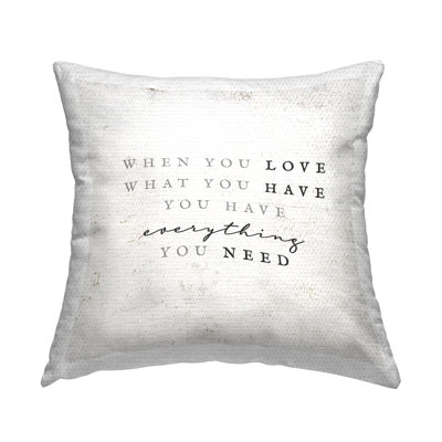 Motivational Birch Pattern Love Phrase Outdoor Printed Pillow by Daphne Polselli
