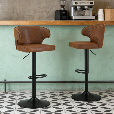 Chaise de bar rotative réglable moderne en suède avec dossier et chaise pivotante