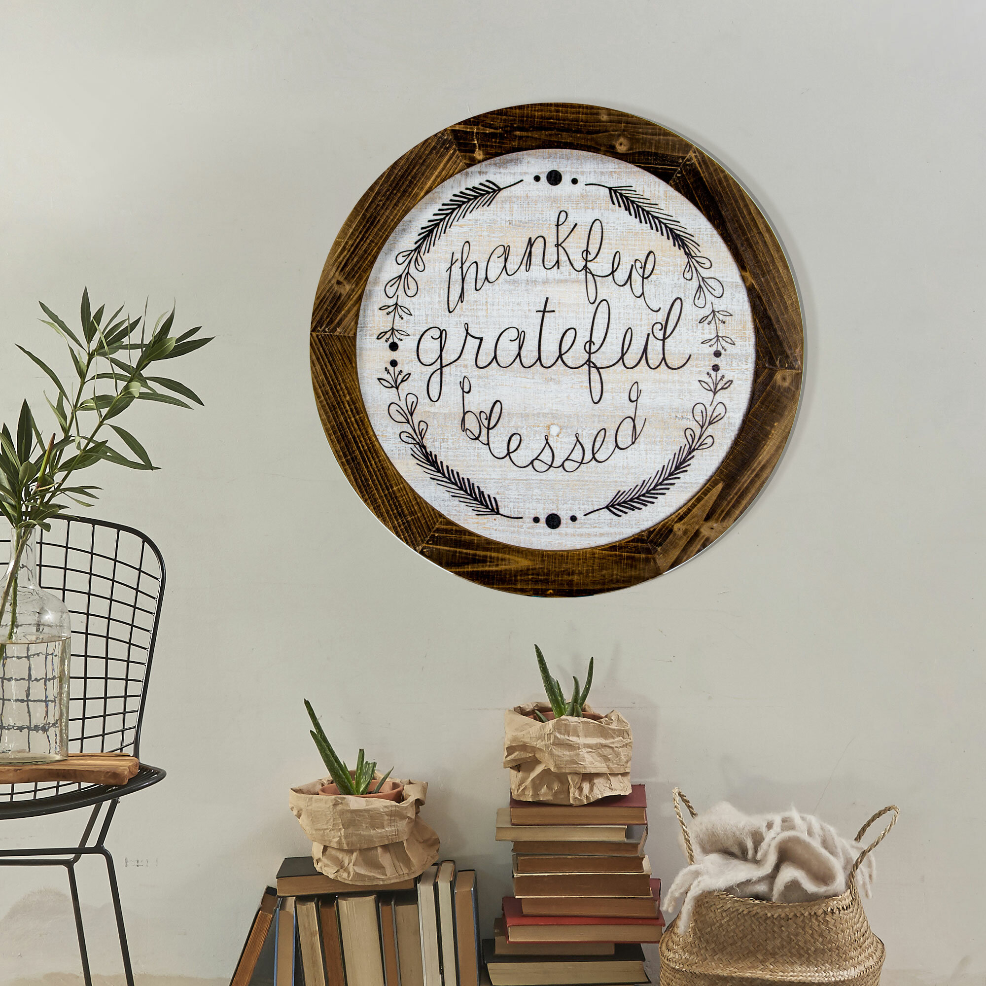 Gracie Oaks 'Thankful Grateful Blessed' Inspirational Print on Wood ...