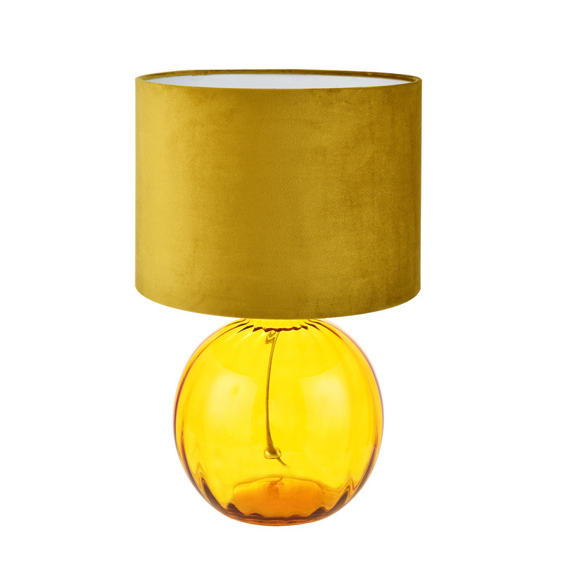Mitzi Contemporary Ribbed Glass Table Lamp with Velvet Fabric Shade, Gold