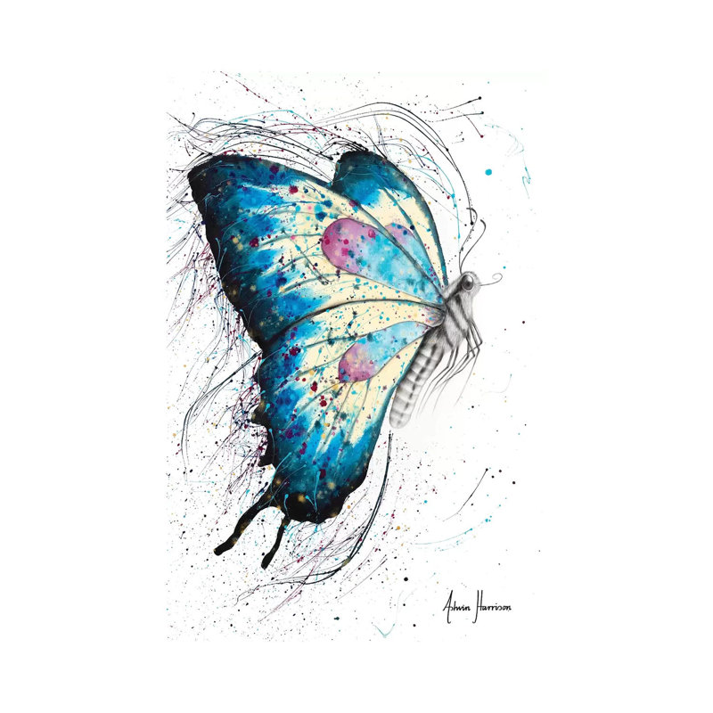 Picnic Butterfly by Ashvin Harrison - Wrapped Canvas Painting, 20.32 cm H x 30.48 cm W
