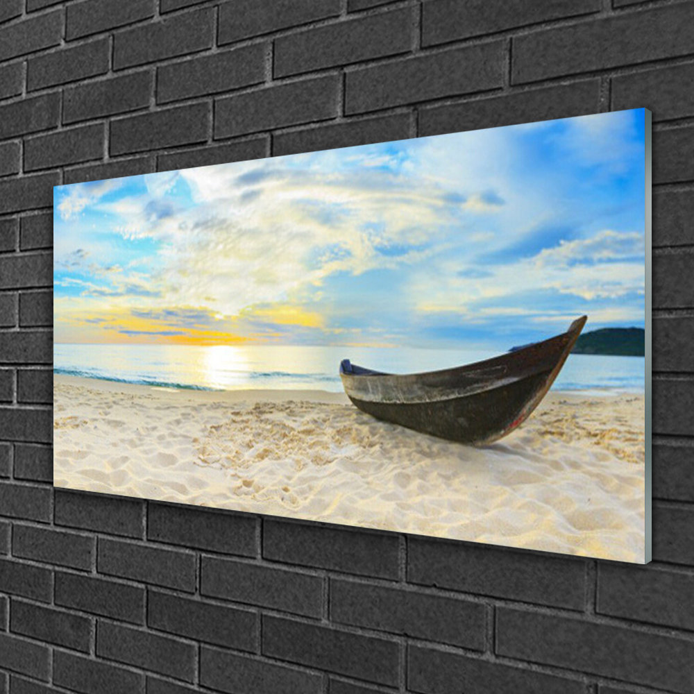 Glasbild Boot Strandlandschaft