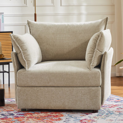 Fauteuil surdimensionné en chenille de qualité supérieure l 36 po avec coussin décoratif et coussins amovibles Merchelle