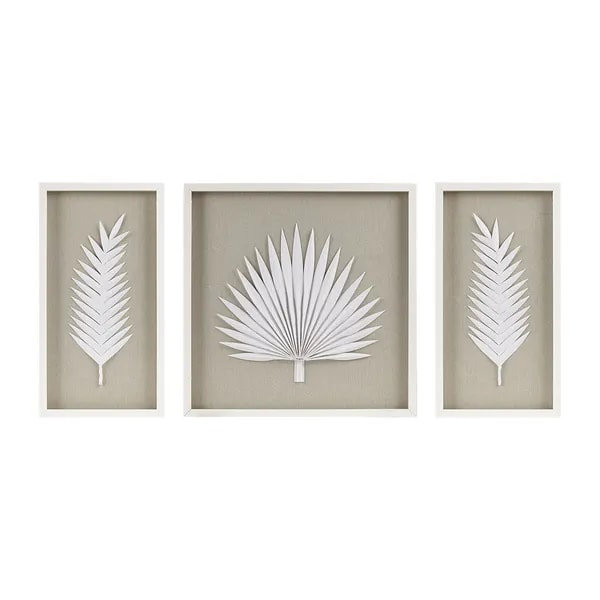 Ensemble de 3 décorations murales encadrées avec feuilles de palmier encadrées