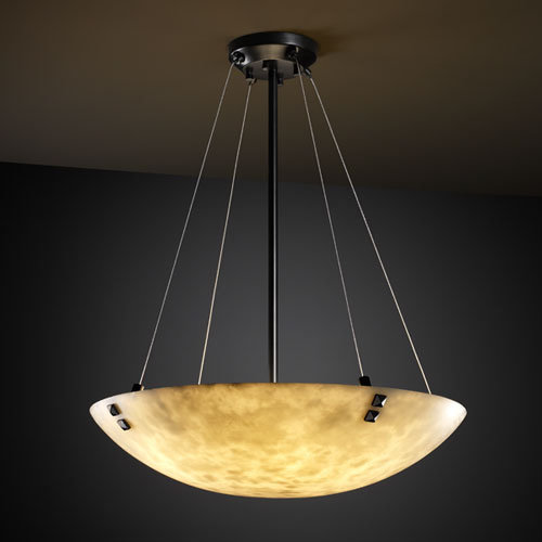 Luminaire suspendu inversé 3 lumières clouds, Cercles concentriques, Noir mat, Bol carré