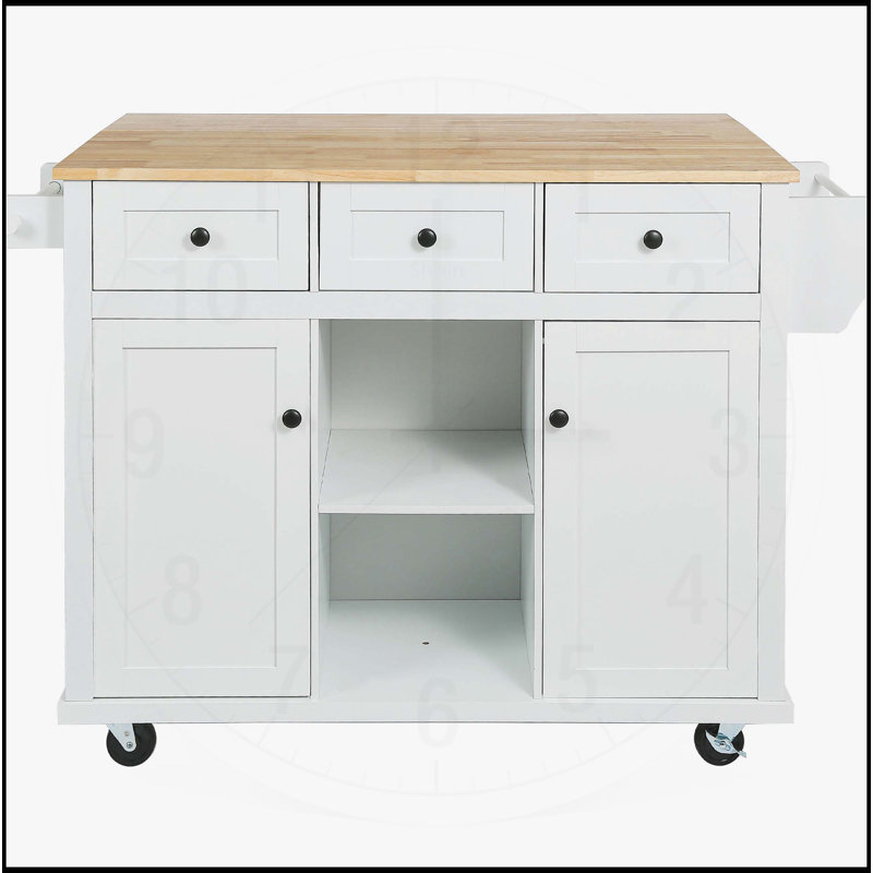 Versatile Kitchen Cart with Drop-Leaf Countertop and Internal Storage, White