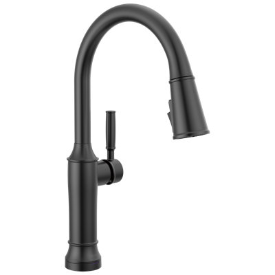 Robinet de cuisine sans contact avec technologie tactile Renaldi, robinet d'évier de cuisine noir mat, robinet de cuisine ProClean, robinet de cuisine rétractable, noir mat