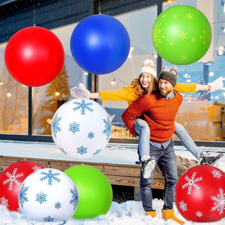 Clearance 24 Inch Giant Inflatable Christmas Ball Christmas Decorations  Giant Inflatable Ornaments Outdoor Christmas PVC Inflatable Decorated Ball